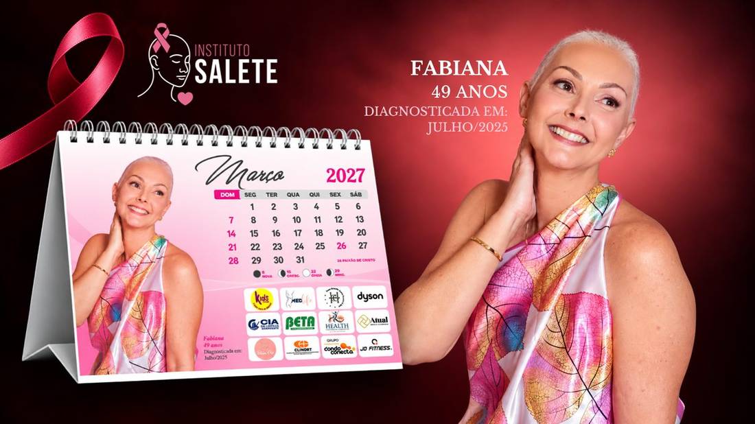 Slide do Calendário Instituto Salete 2027 — mês de Março, com Fabiana