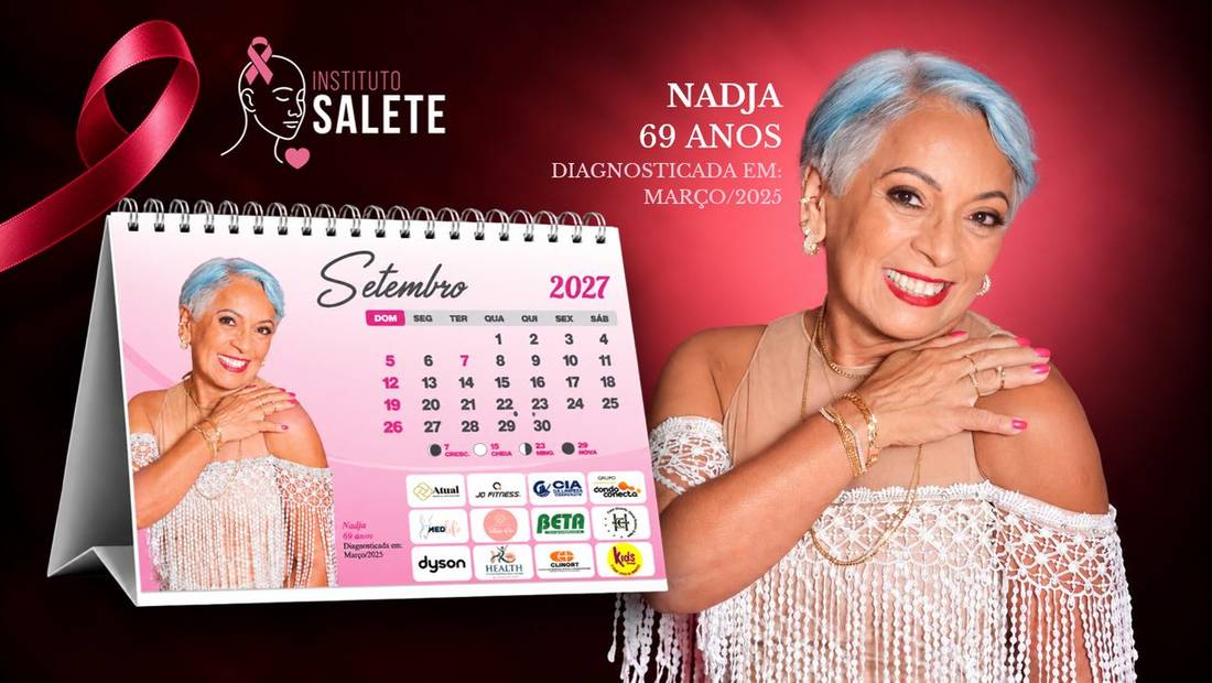 Slide do Calendário Instituto Salete 2027 — mês de Setembro, com Nadja