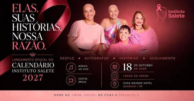 Arte do anúncio oficial do evento Elas. Suas histórias. Nossa razão.