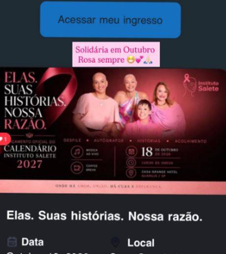 Story com o ingresso do evento garantido pelo Sympla
